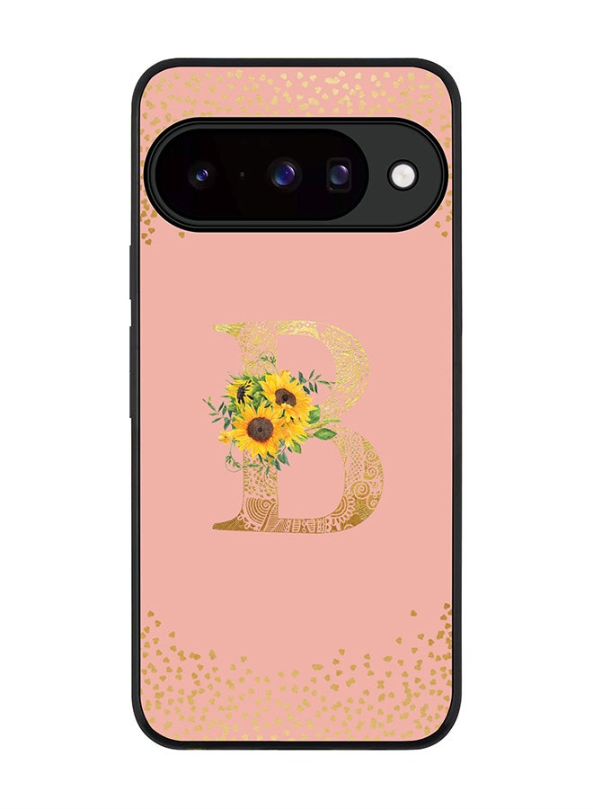For Google Pixel 10 Case,Slim fit Camera Protection, Shockproof Thin Phone cover  - Custom Floral Monogram - B  (Rose Pink )